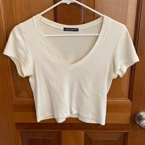 White Brandy Melville V-neck crop top